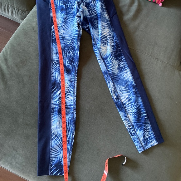 Land’s End compression leggings tie dye blue athletic exercise pants M - Picture 6 of 11